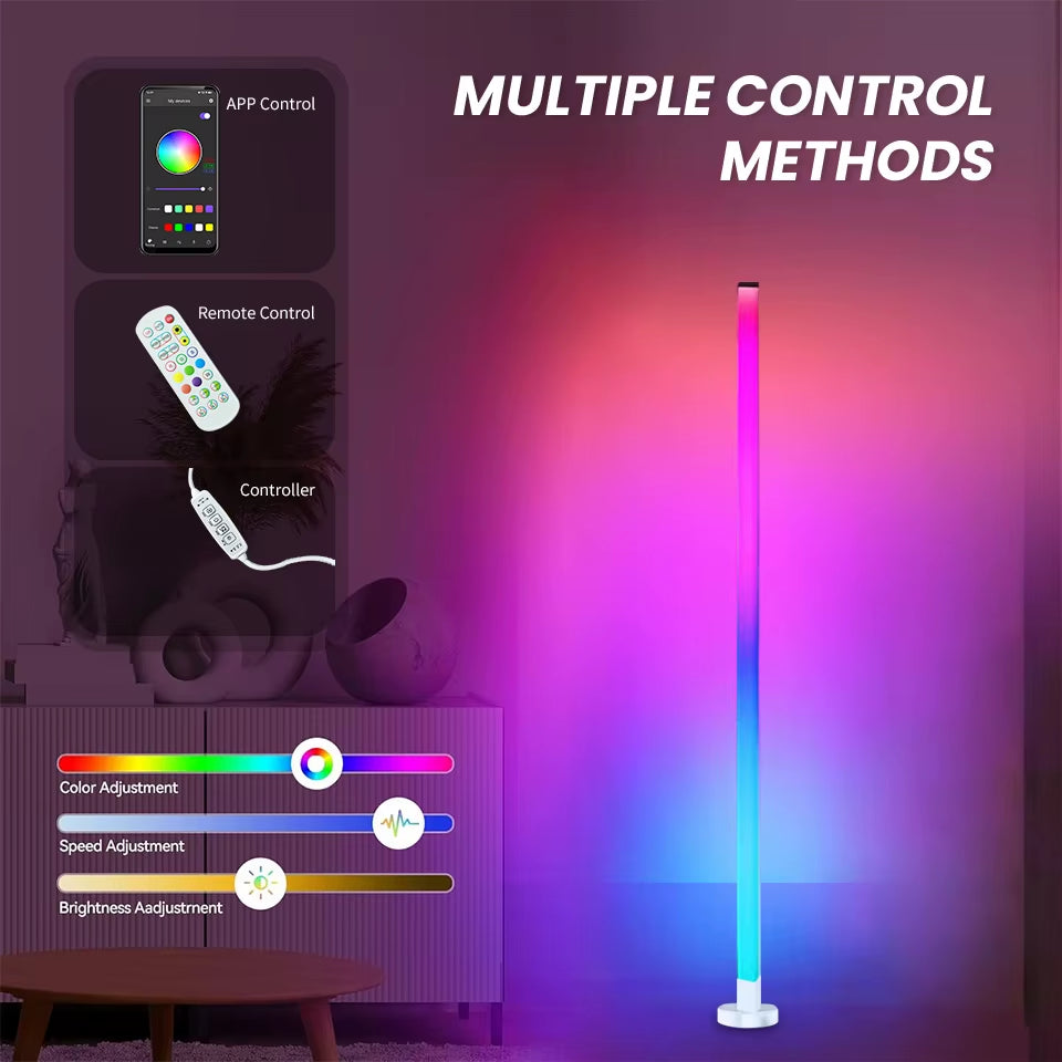 RGB LED Floor Lamp Remote & APP Control Music Sync Corner Lighting Modern Mood Lighting for Bedroom Living Room Gaming Decor