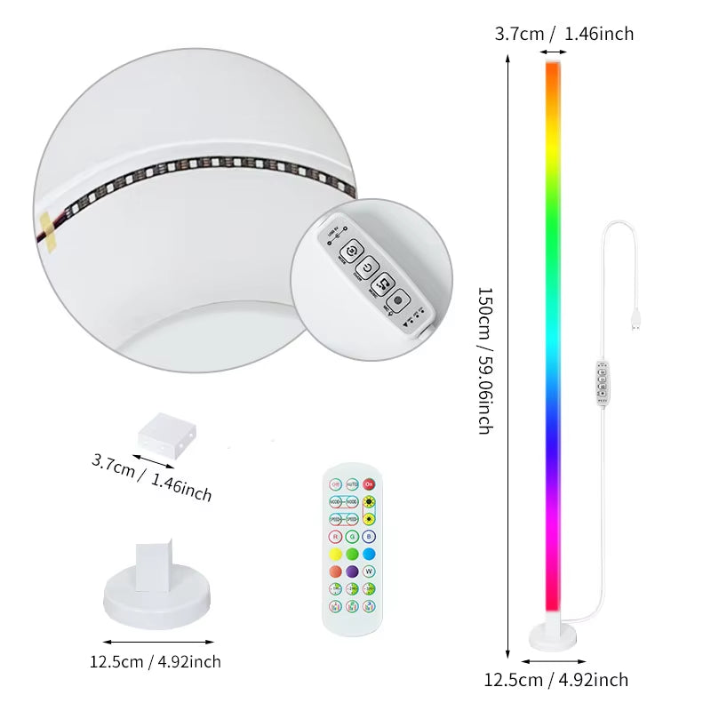 RGB LED Floor Lamp Remote & APP Control Music Sync Corner Lighting Modern Mood Lighting for Bedroom Living Room Gaming Decor